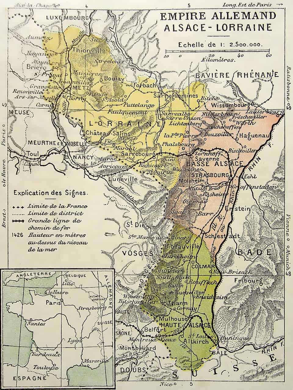 généalogie Moselle annexée 1871-1918 Empire allemand carte historique